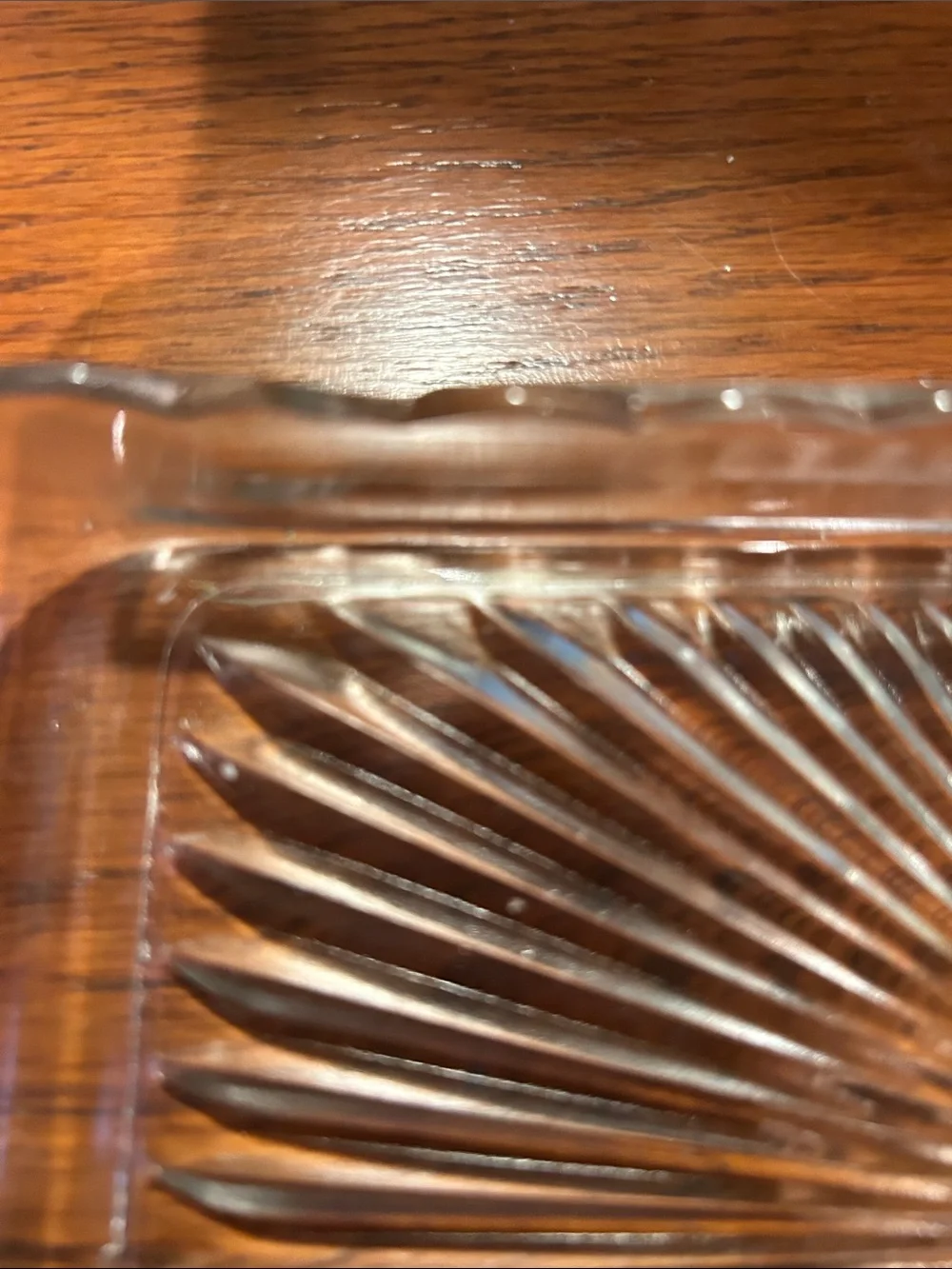 Vintage clear pressed glass rectangular 10”